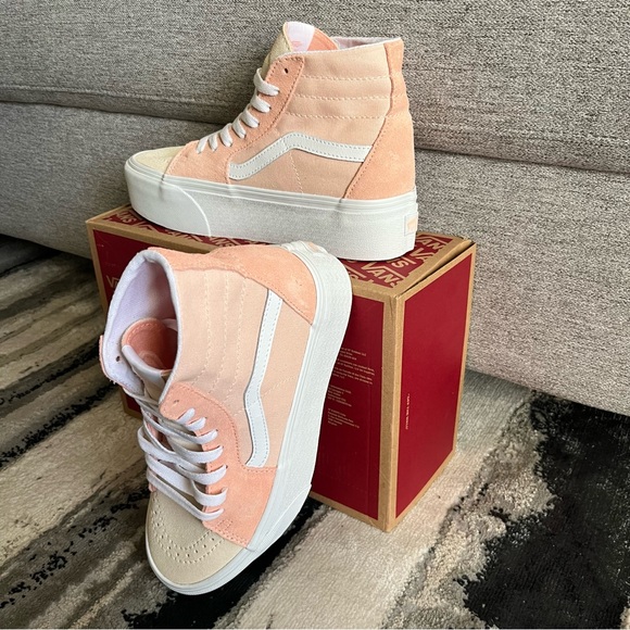 NWT Vans Sk8-Hi Tapered Stackform Color Block Peach Platform Shoe Women's 8 - Picture 3 of 9